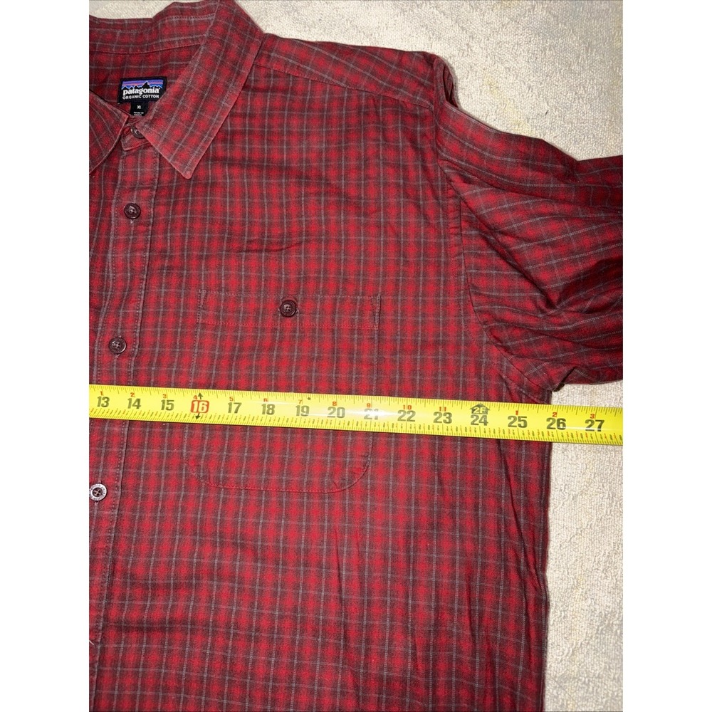 Patagonia button down Long Sleeve Plaid Red Men's XL 100% Organic Cotton - Picture 5 of 11